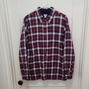 L.L. Bean Women’s Button Front Fleece Lined Flannel Shirt Shacket Size Large